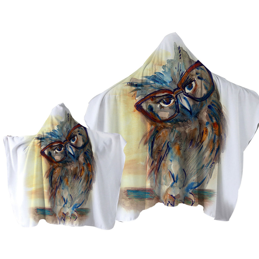 Artistic Drawing Sophisticated Chic Owl Towel Hoodie