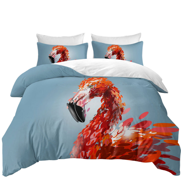 Artistic Flamingo King Quilt Cover