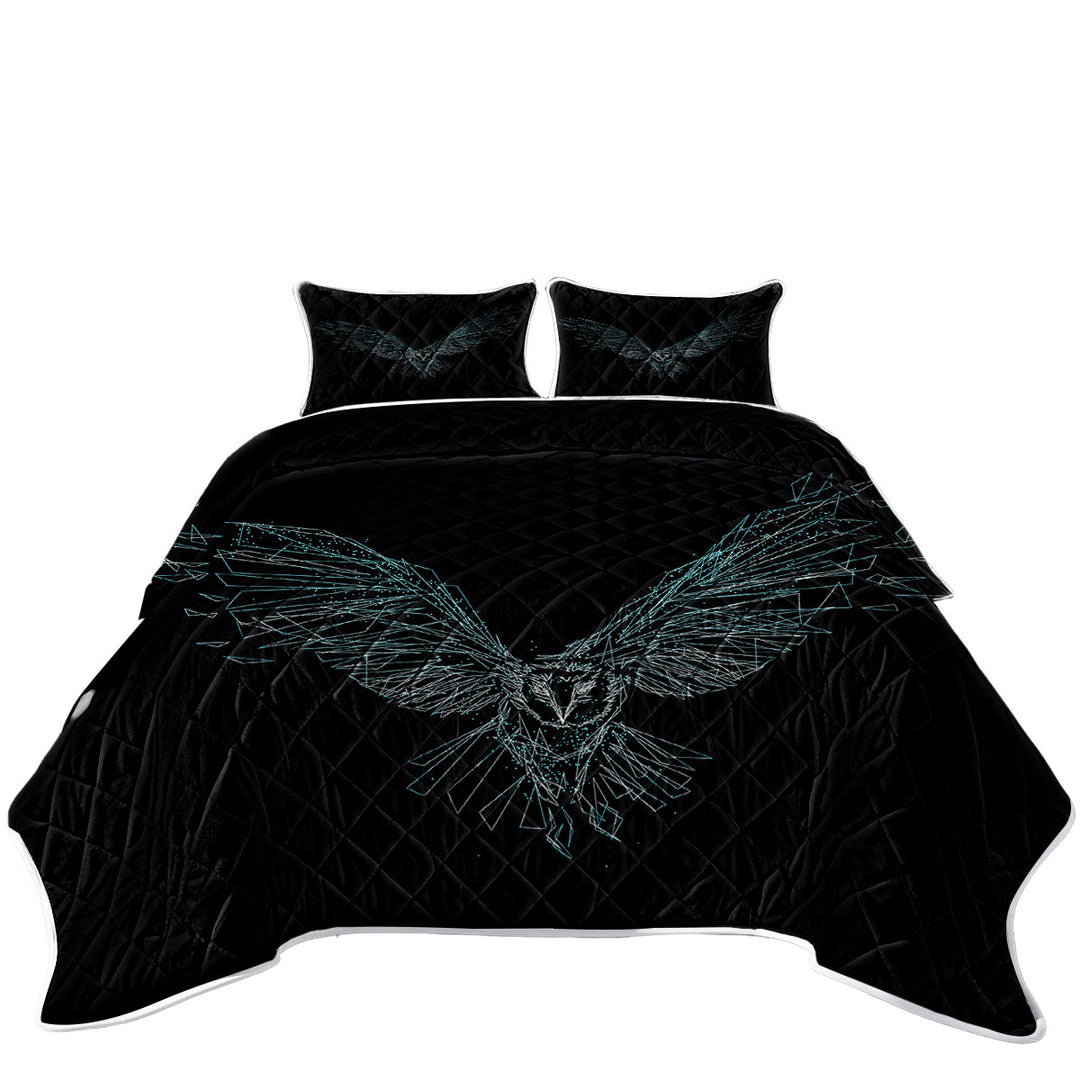 Artistic Flying Owl Drawing King Size Quilt Sets