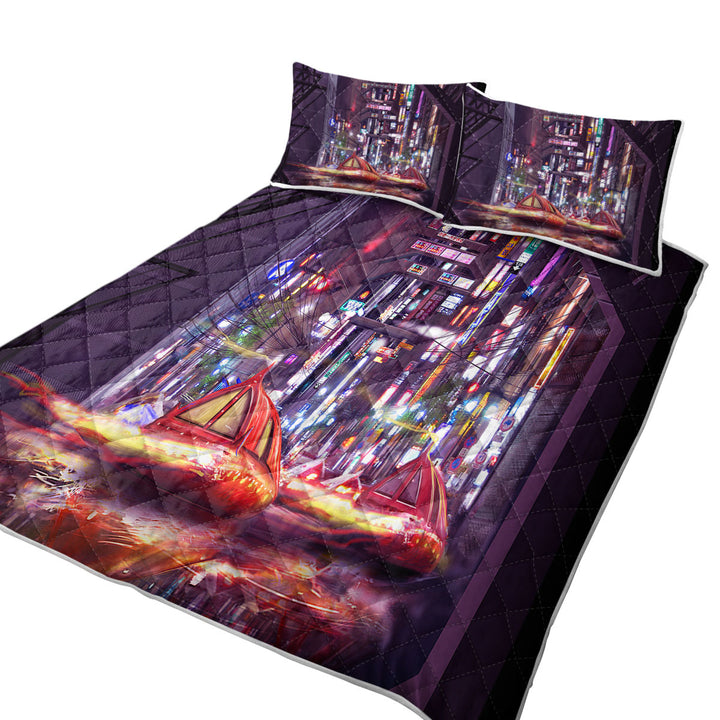 Artistic Future Tokyo City California King Quilt Sets