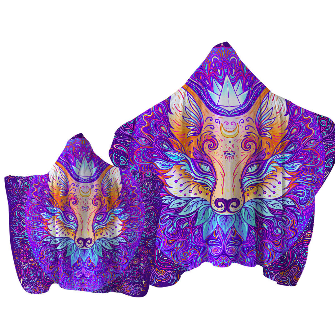 Artistic Oriental Royal Fox Hooded Beach Towel