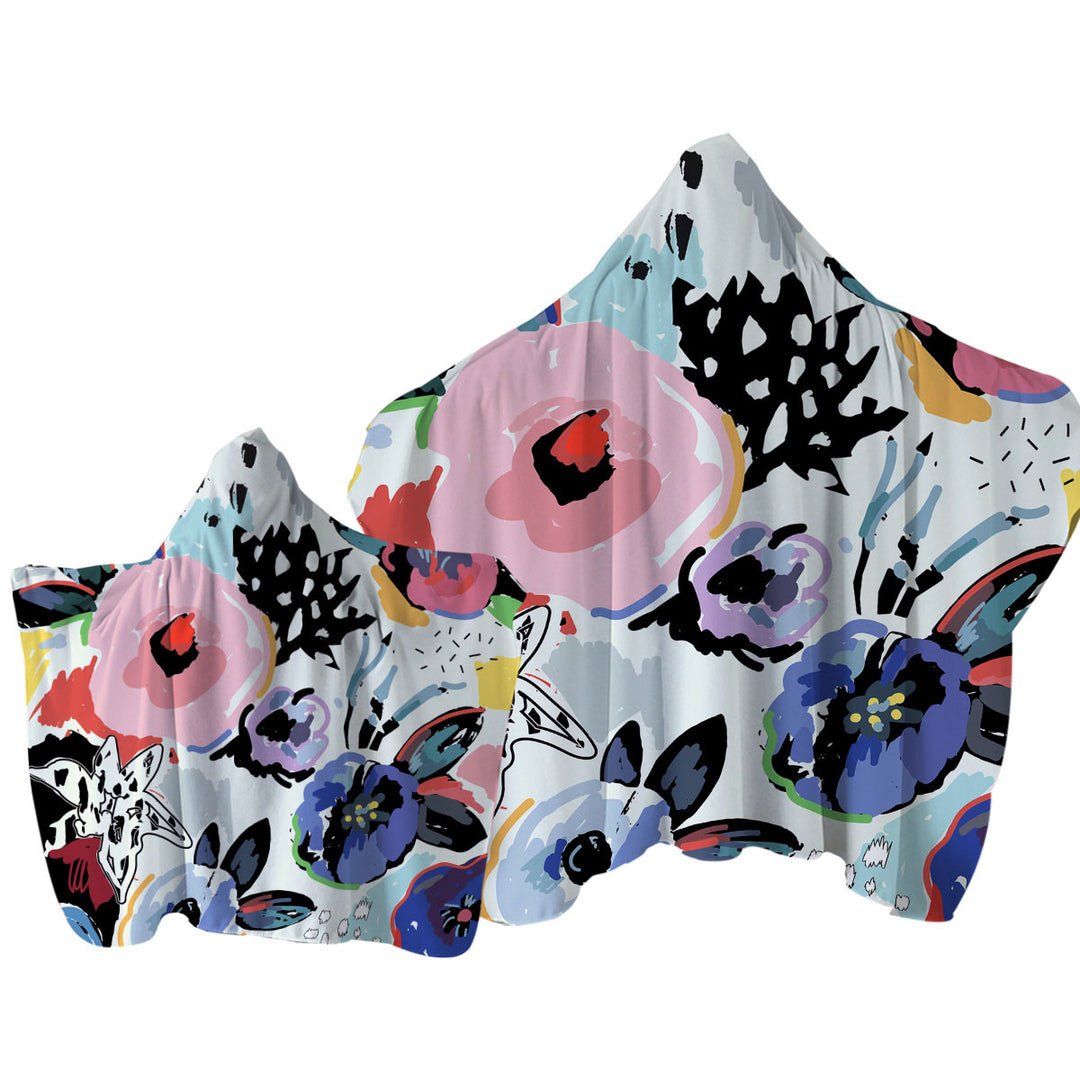 Artistic Painted Flowers Towel Hoodie