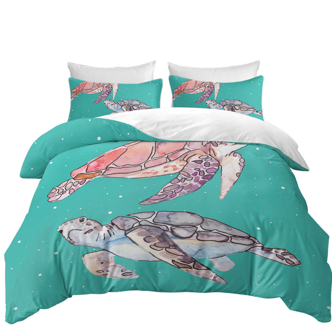 Artistic Turtle Duet Comforter Cover