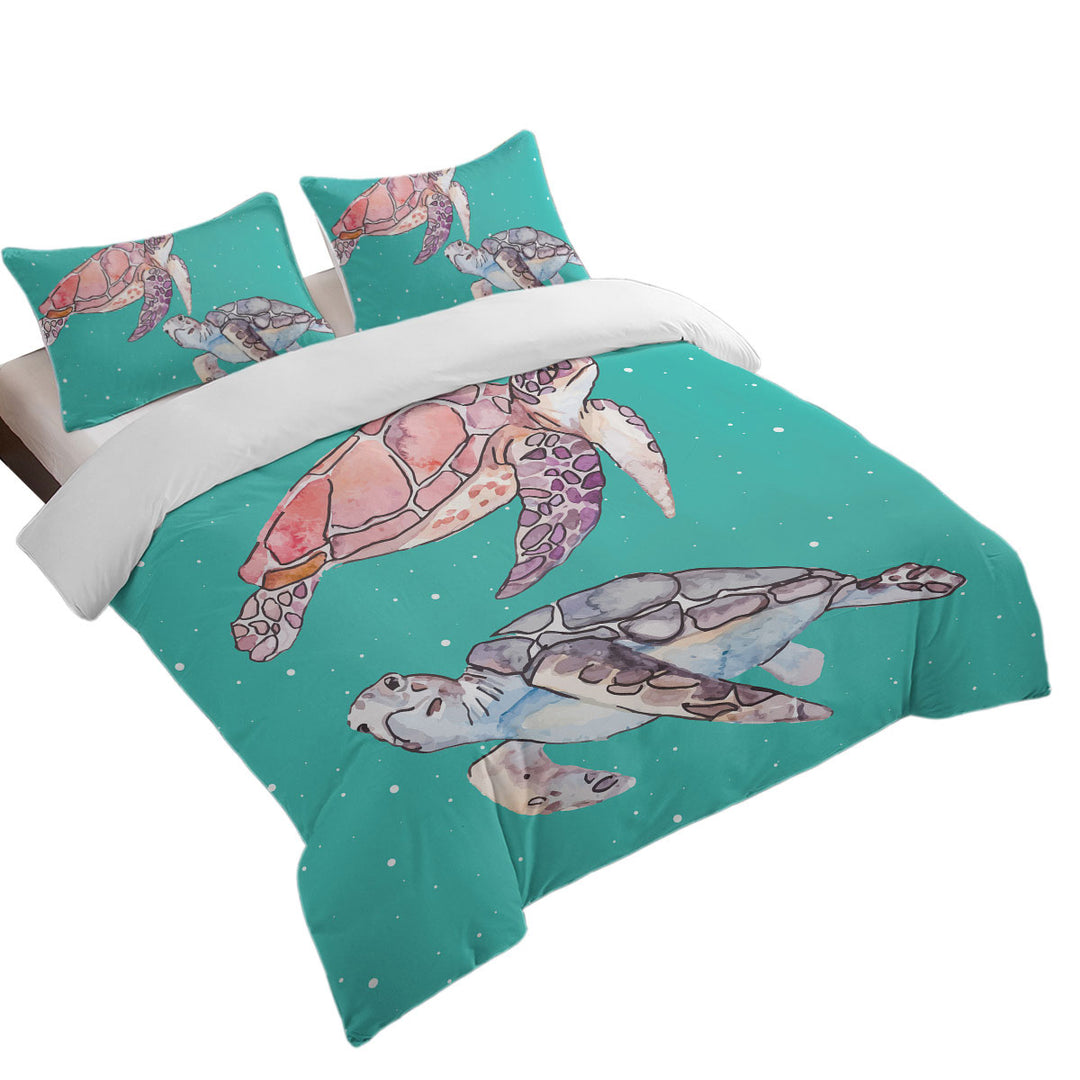 Artistic Turtle Duet Duvet Cover