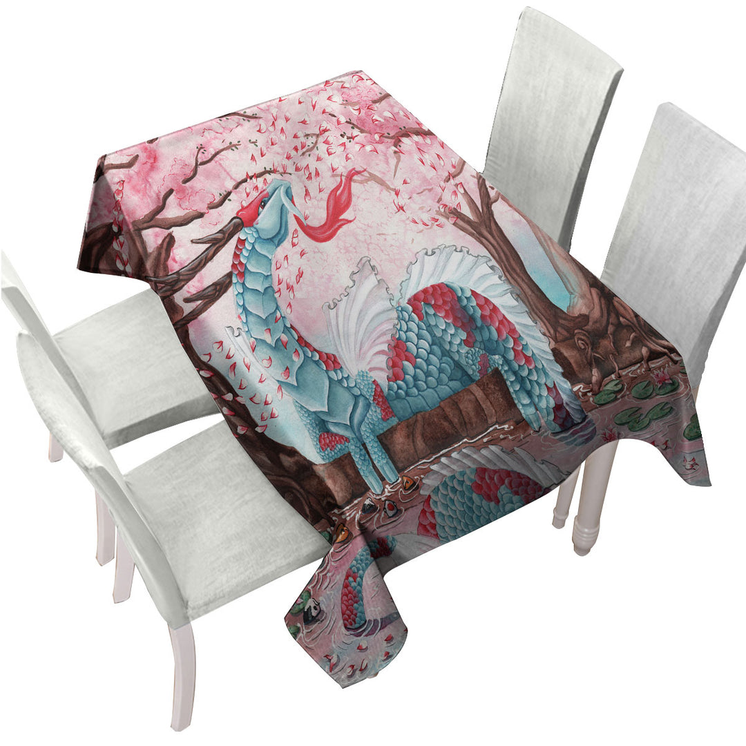 Artwork Cherry Blossom Breeze Japanese Dragon Tablecloth