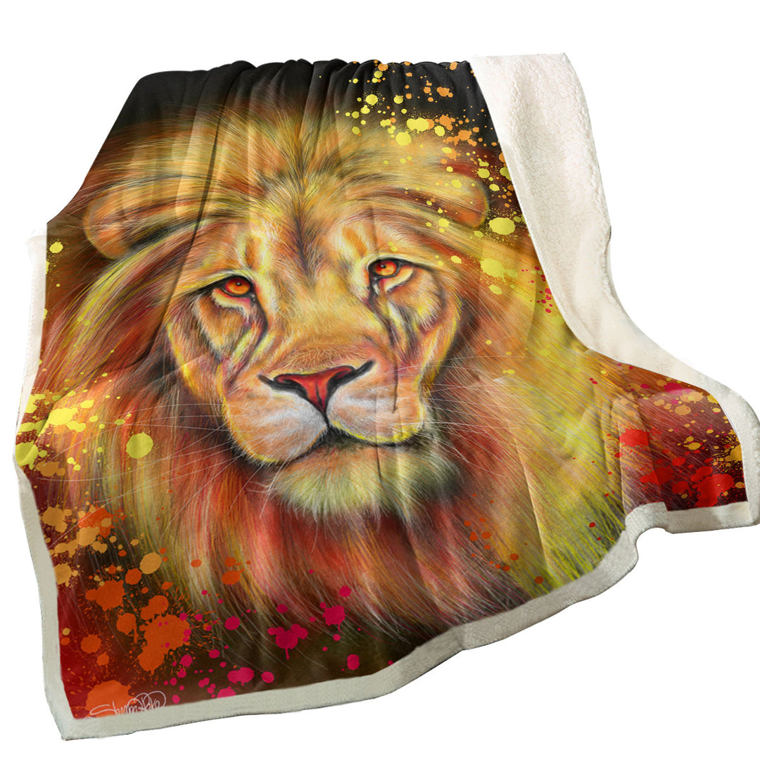 Artwork Neon Orange Lion Throws