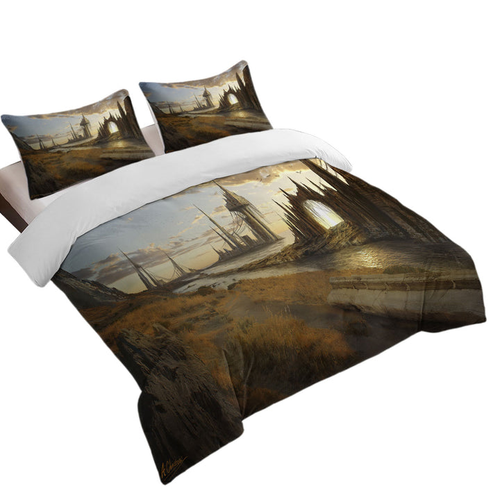 Atalantian City Luminous Ages Fantasy Art Bed Covers