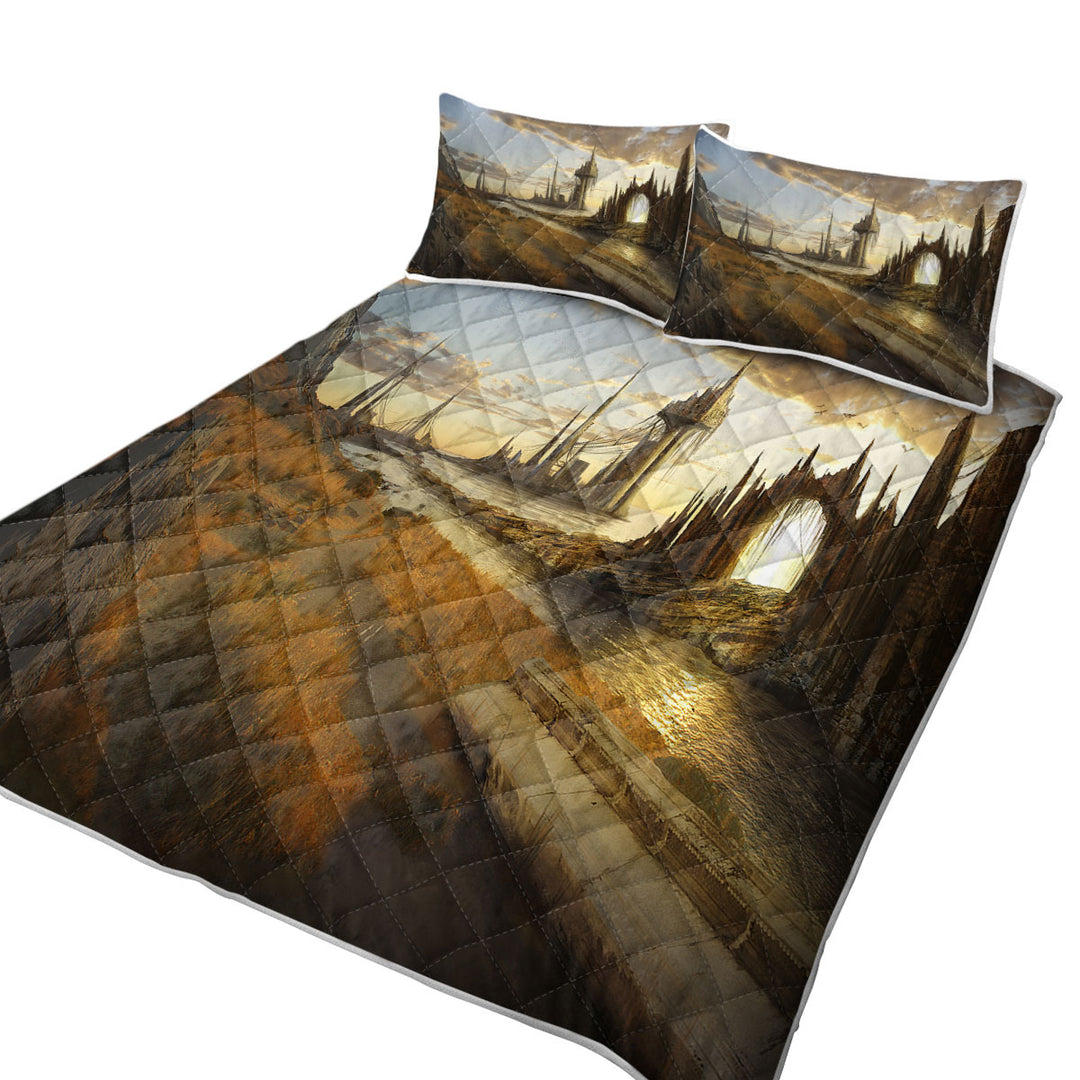 Atalantian City Luminous Ages Fantasy Art California King Quilt Sets