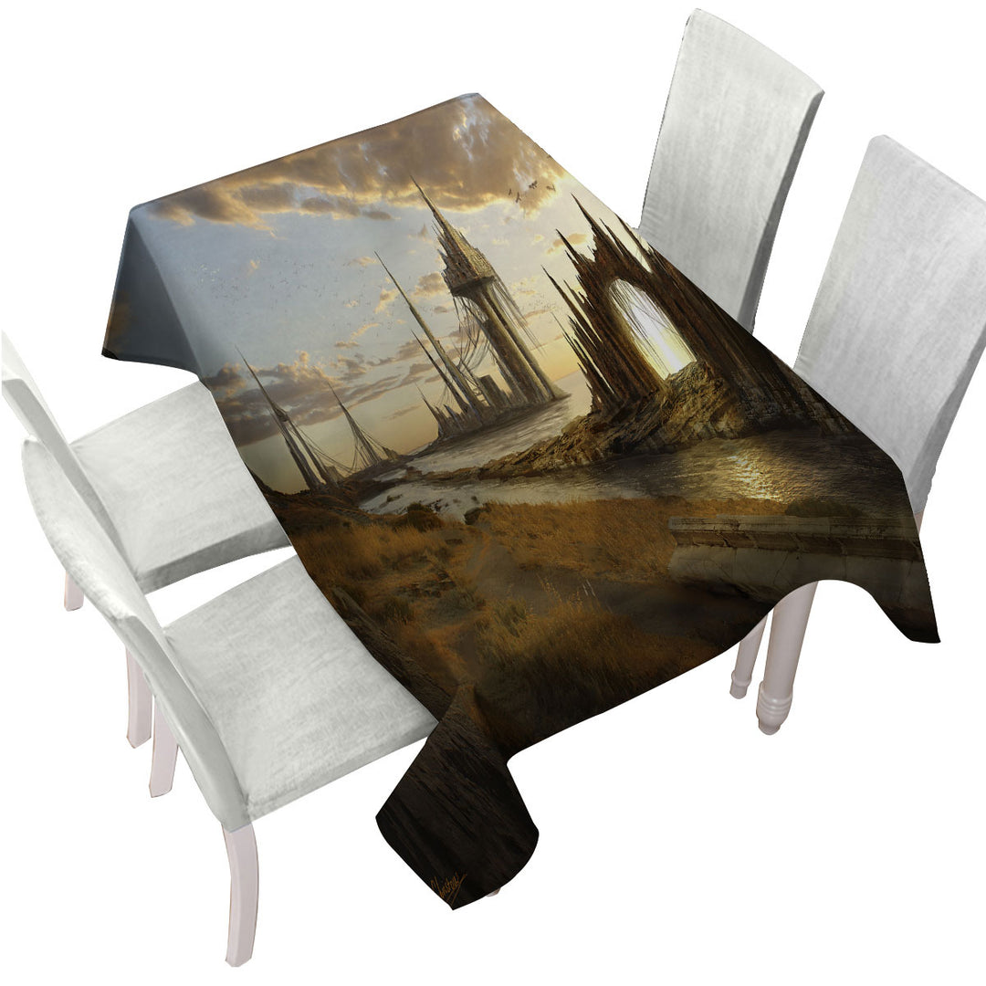 Atalantian City Luminous Ages Fantasy Art Table Cover