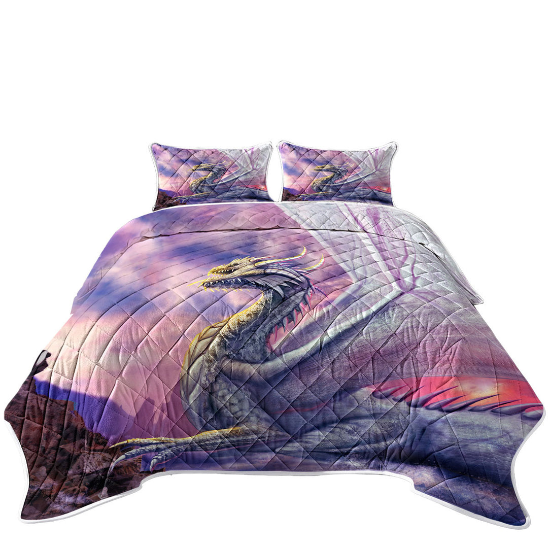 Attaxia Cool Purple Dragon King Size Quilt Sets