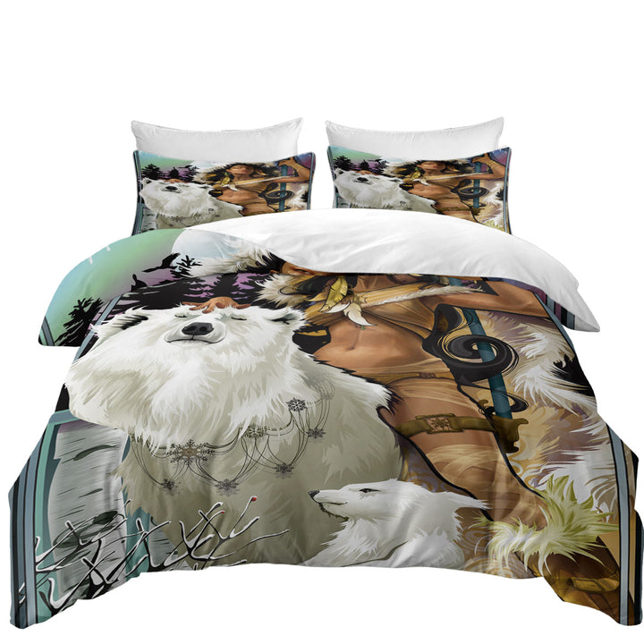 Attractive Hunter Lady with Her Bears Duvet Covers King