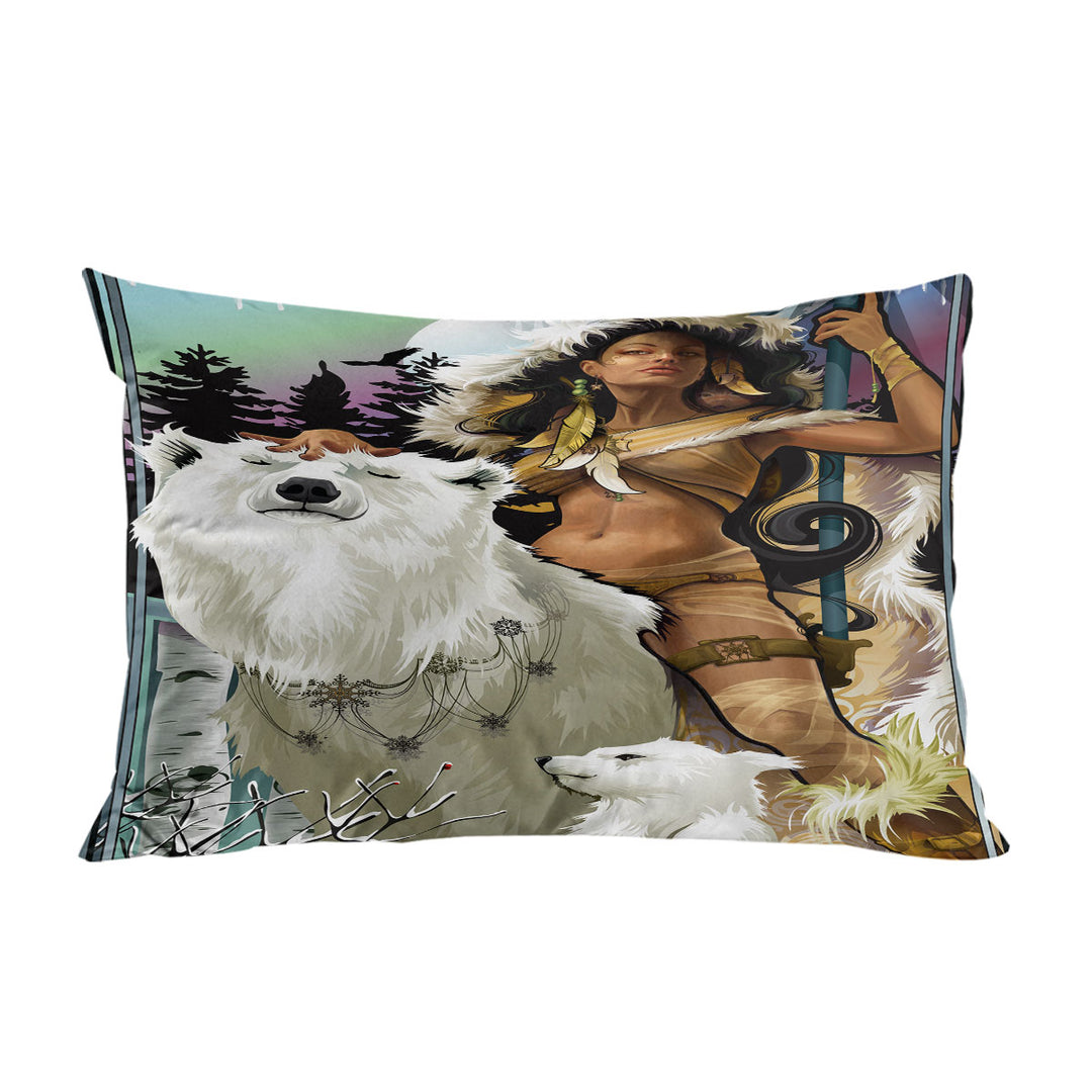 Attractive Hunter Lady with Her Bears Pillow Case Covers