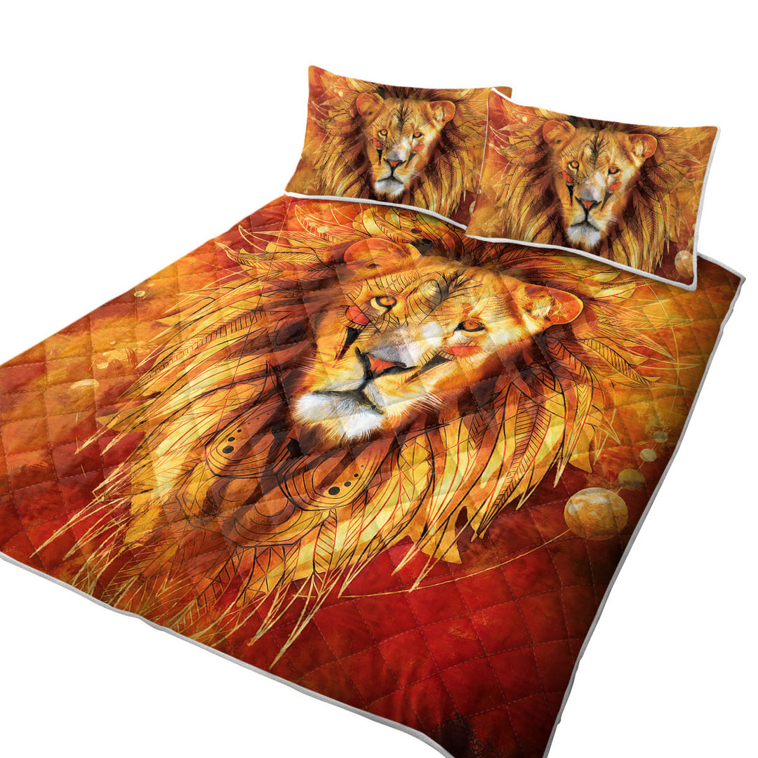 Attractive Lion Chief California King Quilt Sets