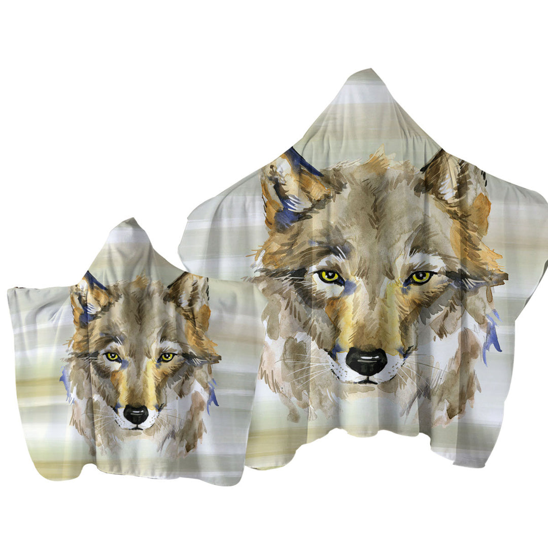 Attractive Painted Wolf Towel with Hood