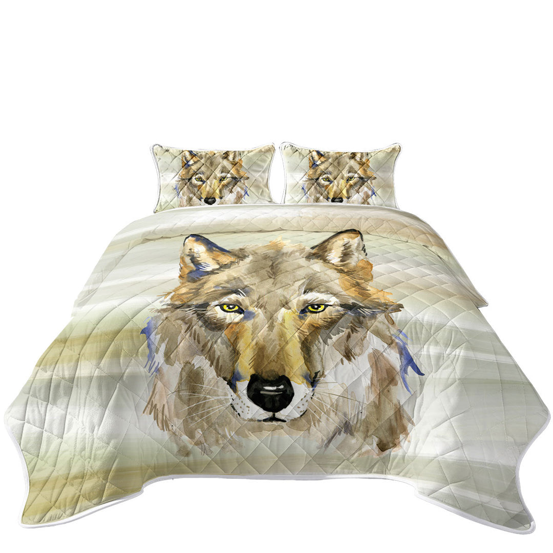 Attractive Painted Wolf Twin Quilt