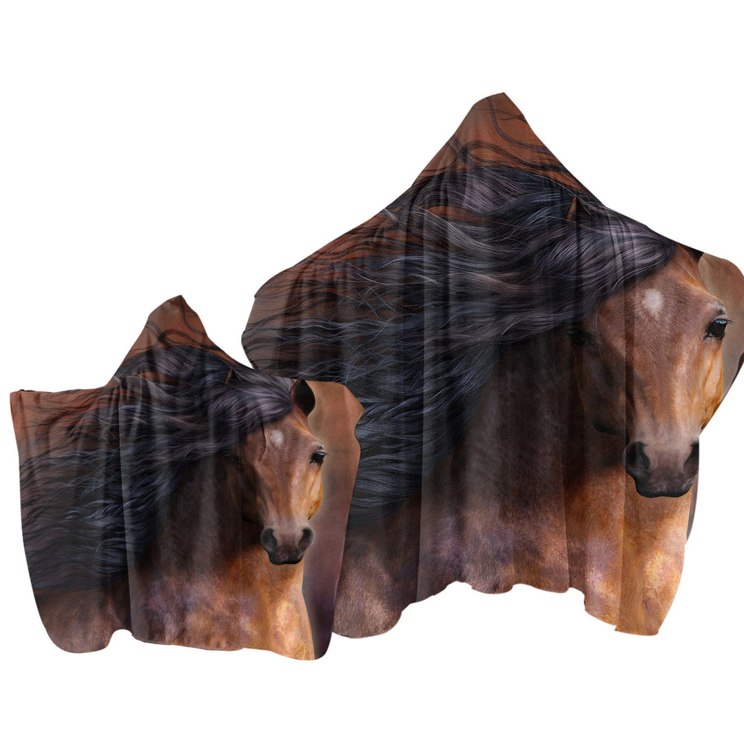 Attractive Refined Brown Chestnut Horse the Morgan Horse Hooded Beach Towel