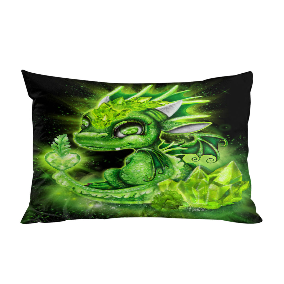 August Peridot Birthstone Lil Dragon Pillow Cases