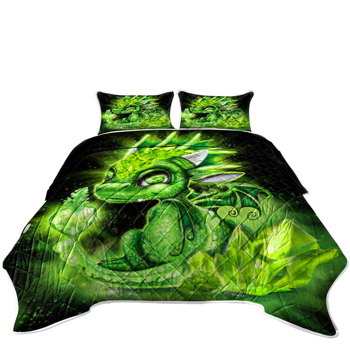 August Peridot Birthstone Lil Dragon Quilts for Beds