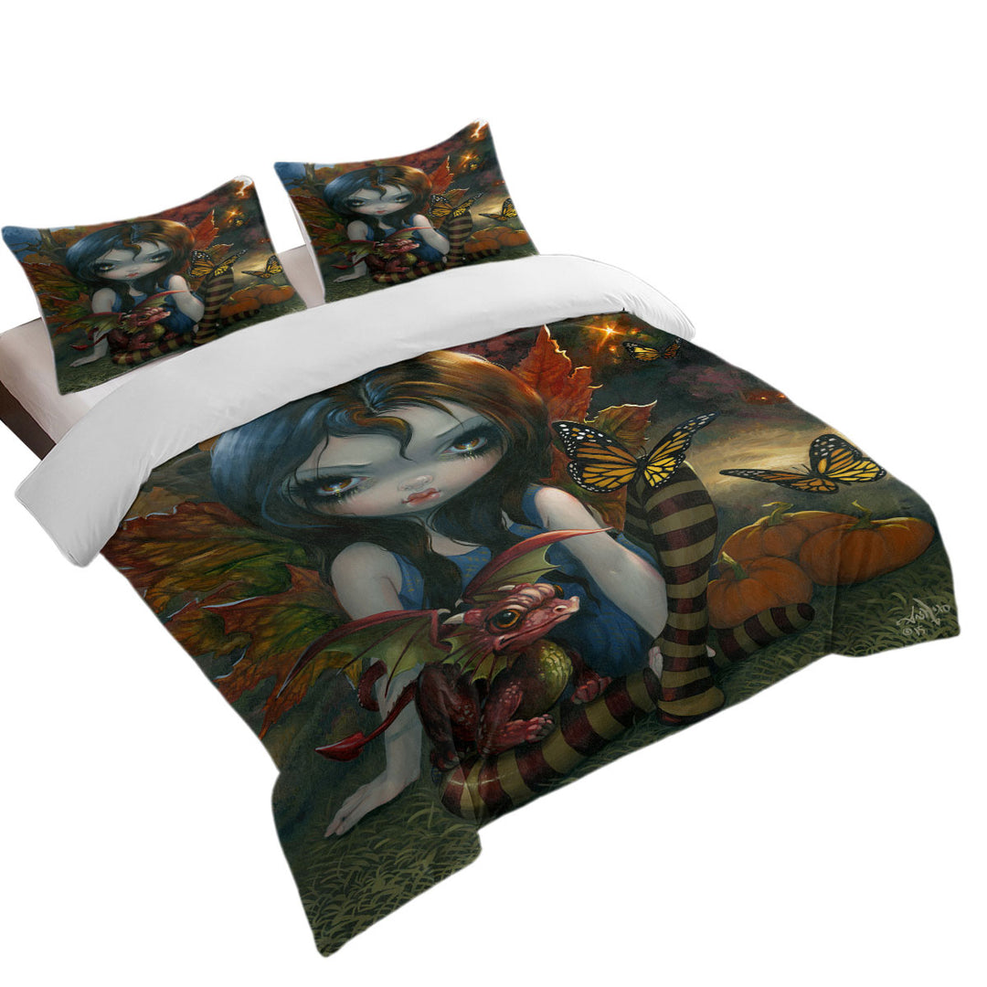 Autumn Fairy and Her Dragonling Bed Covers