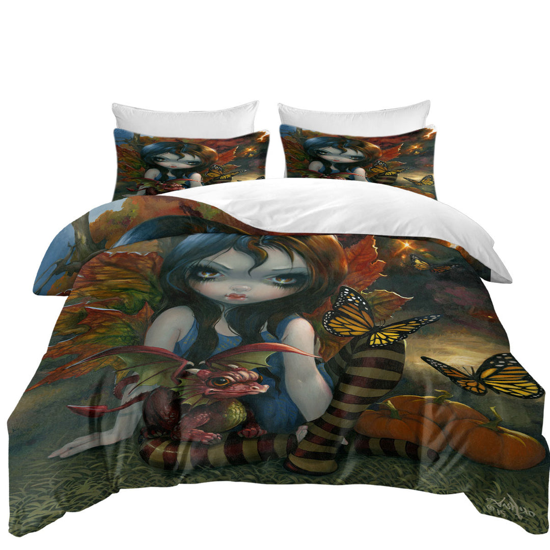 Autumn Fairy and Her Dragonling Best Duvet Covers