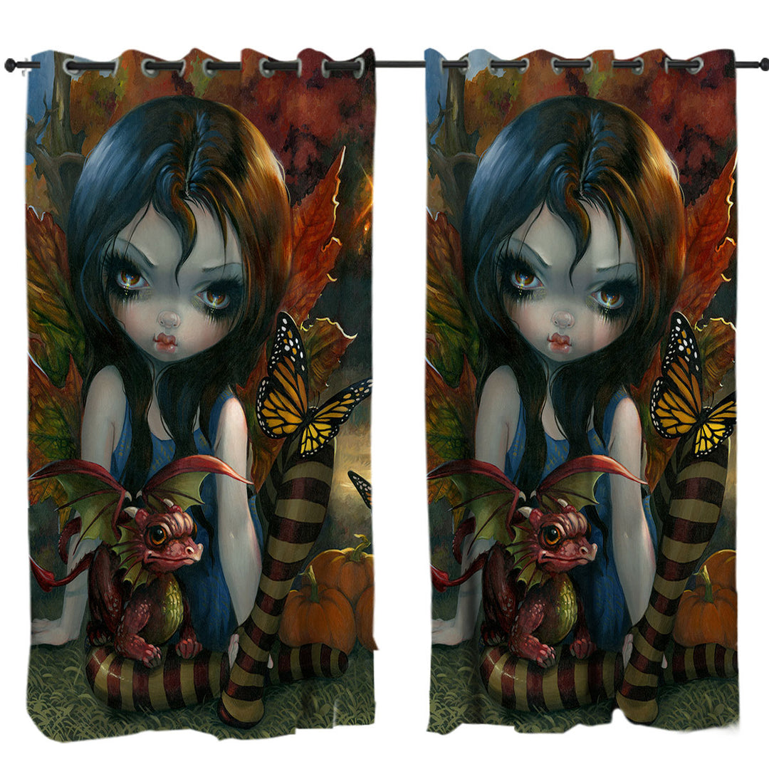 Autumn Fairy and Her Dragonling Custom Drapes