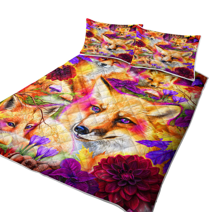 Autumn Forest Animal Art Daydream Red Fox Quilt