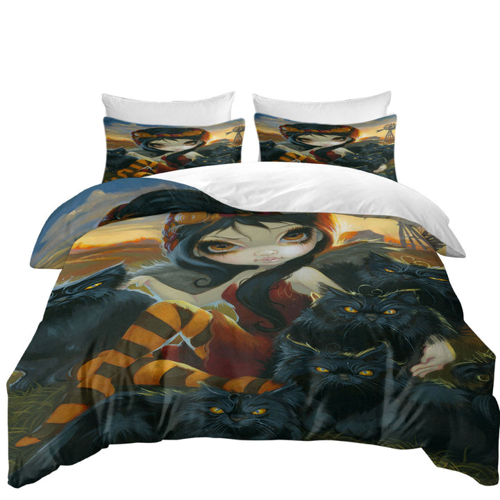 Autumn Kitties and the Dark Angelic Fairy Duvet Covers King