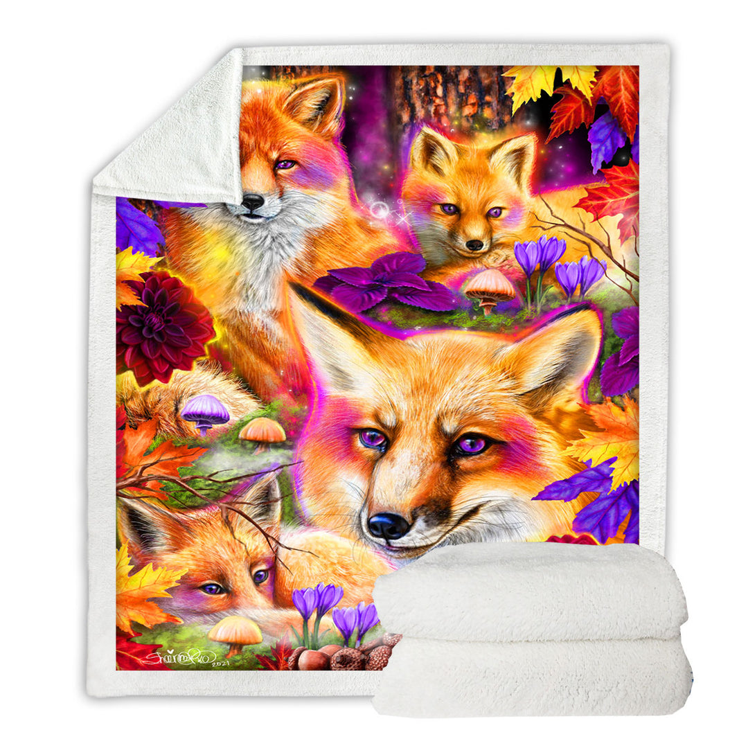 Autumn Sherpa Blanket Forest Animal Art Daydream Red Fox