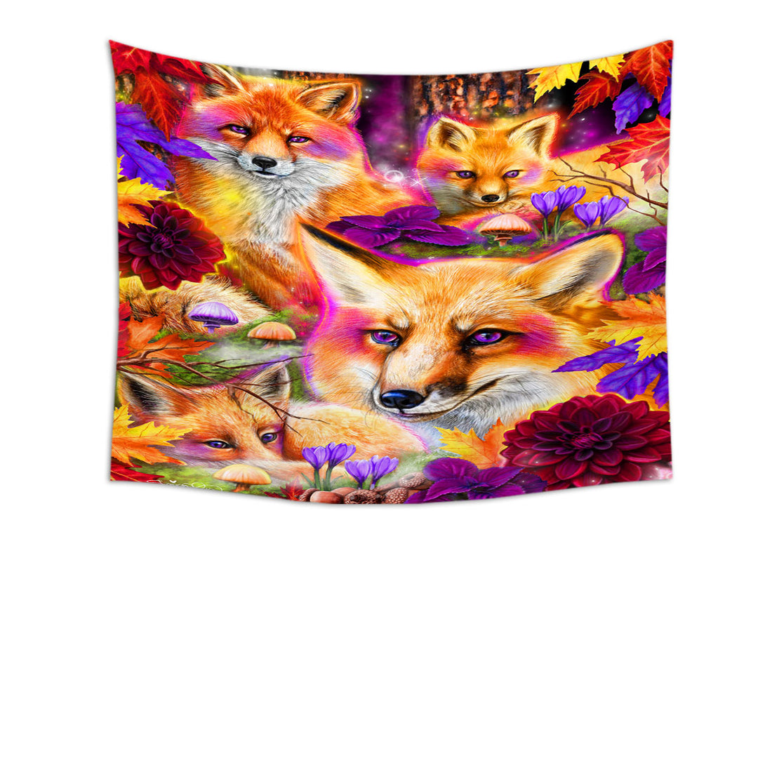 Autumn Tapestry Wall Decor Forest Animal Art Daydream Red Fox