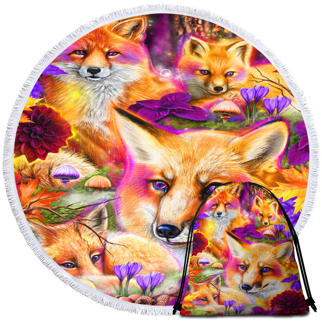 Autumn Unusual Beach Towels Forest Animal Art Daydream Red Fox