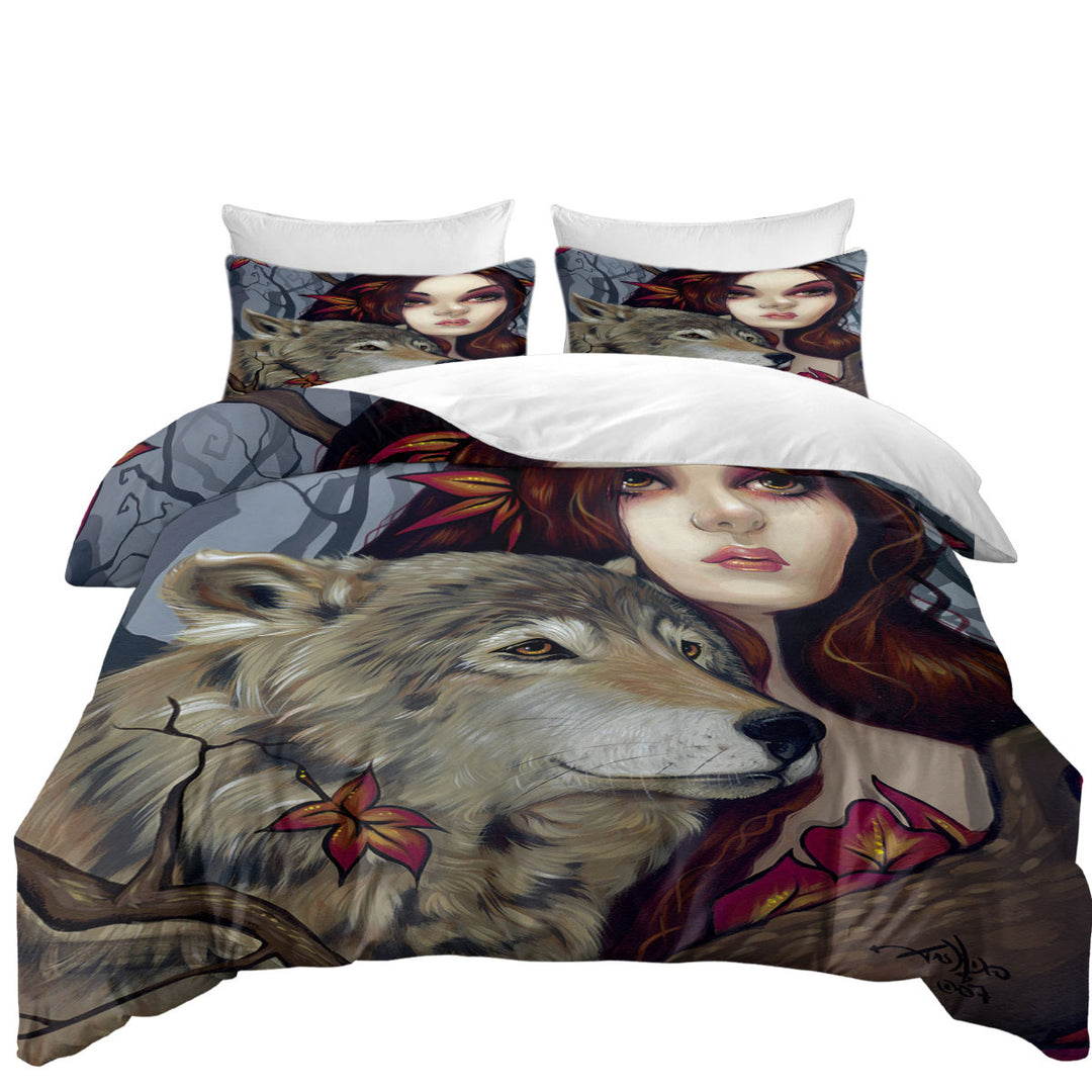 Autumn Wolf Maiden Coverlet