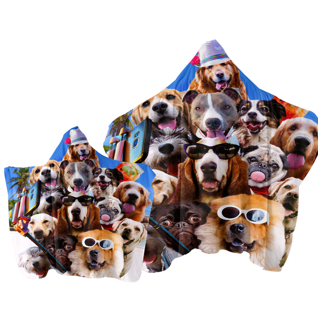 Awesome Selfie Funny Dogs with Sunglasses on the Beach Towel Hoodie