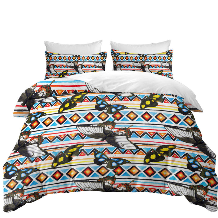 Aztec Pattern and Butterflies Duvet Cover sale