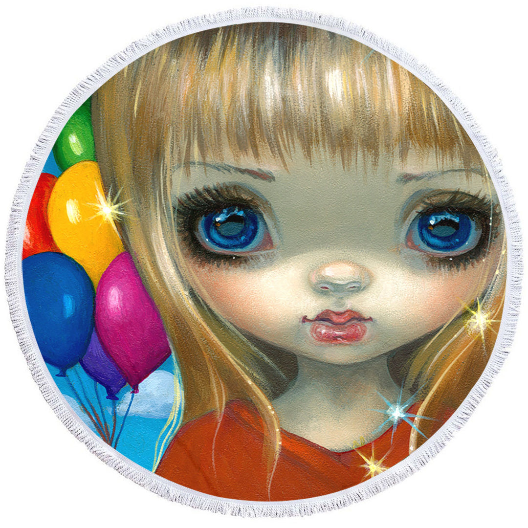 Balloon Round Beach Towel Faces of Faery _233 Balloon Girl