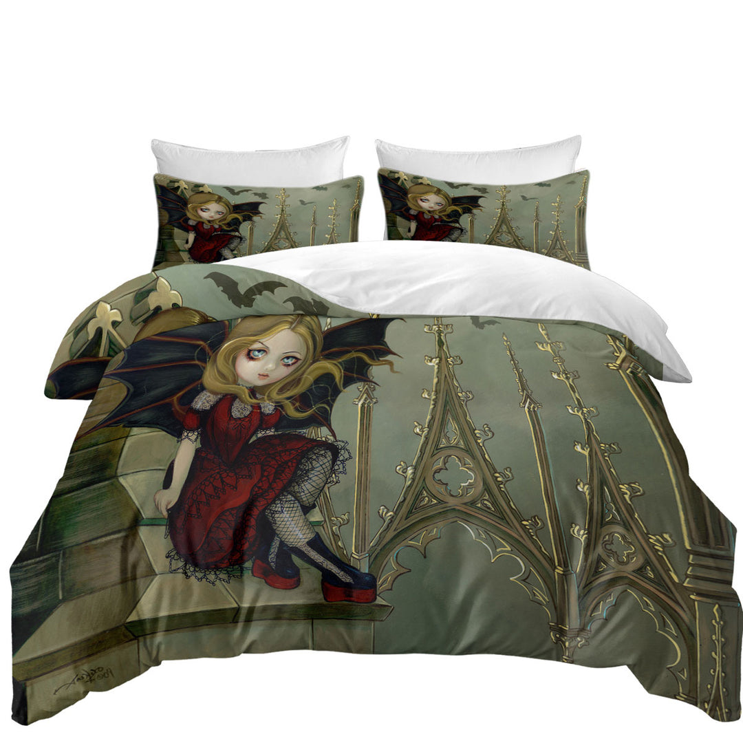 Bat Winged Fairy Bats in the Belfry King Duvet Cover set