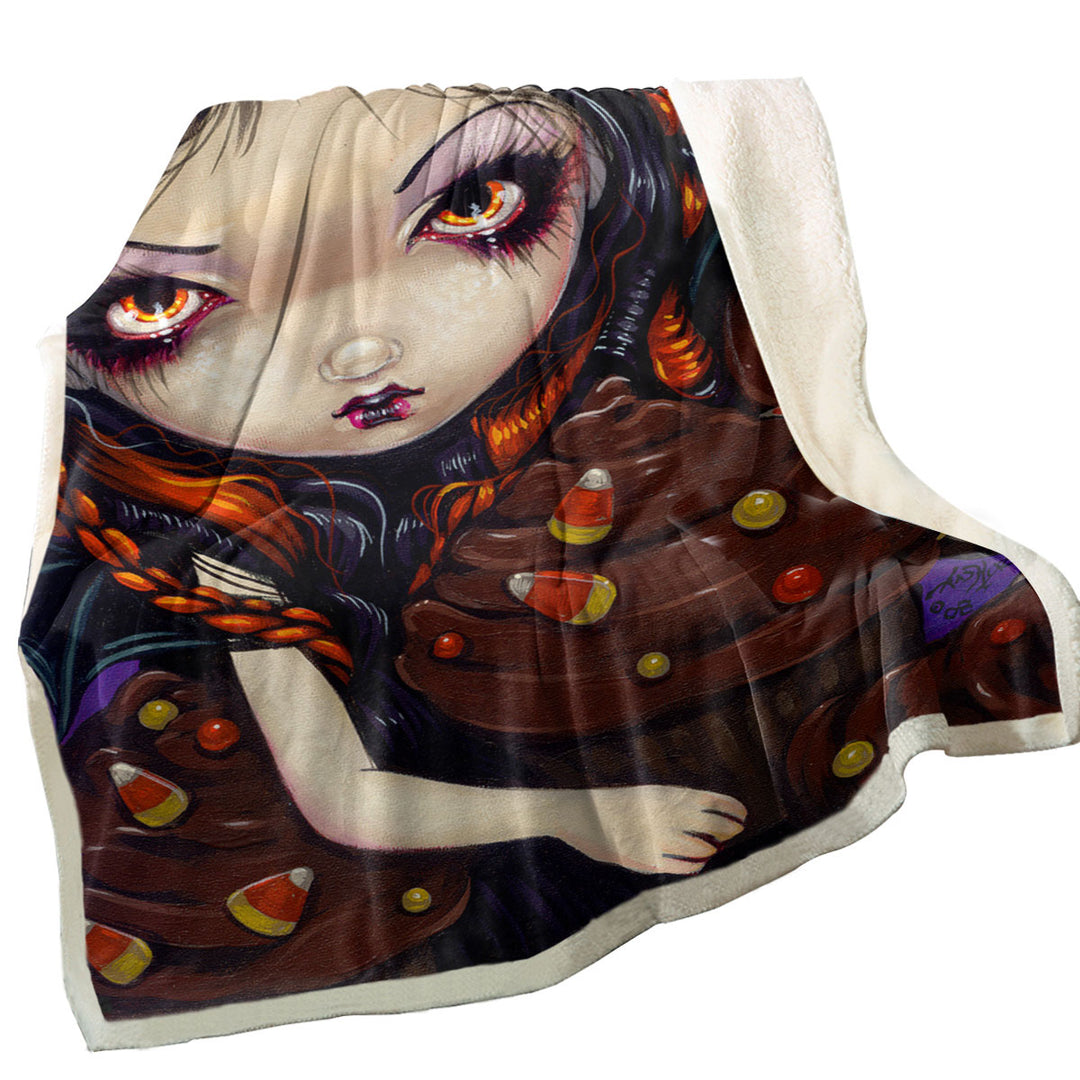 Bat Winged Fairy with Halloween Cupcakes Sherpa Blanket