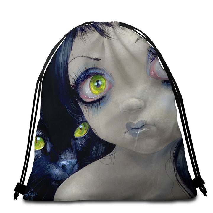 Beach Towel Bags Faces of Faery _170 Beautiful Cat Eyes Girl