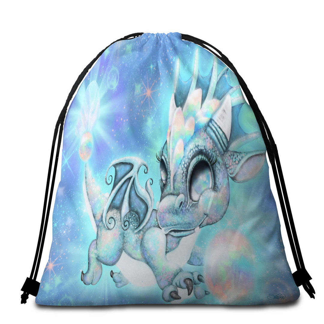 Beach Towel Bags of Cute Gift October Opal Birthstone Lil Dragon