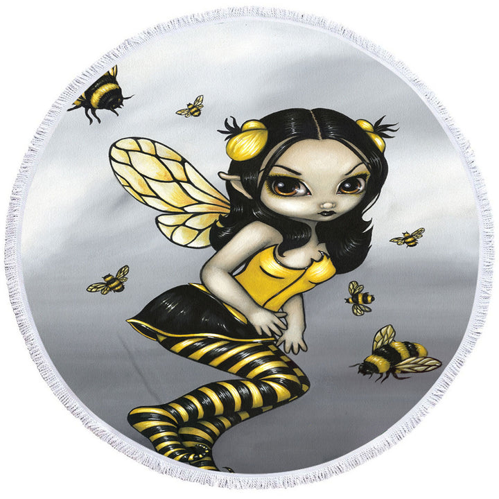 Beach Towel with Bees and Bumblebee Fairy