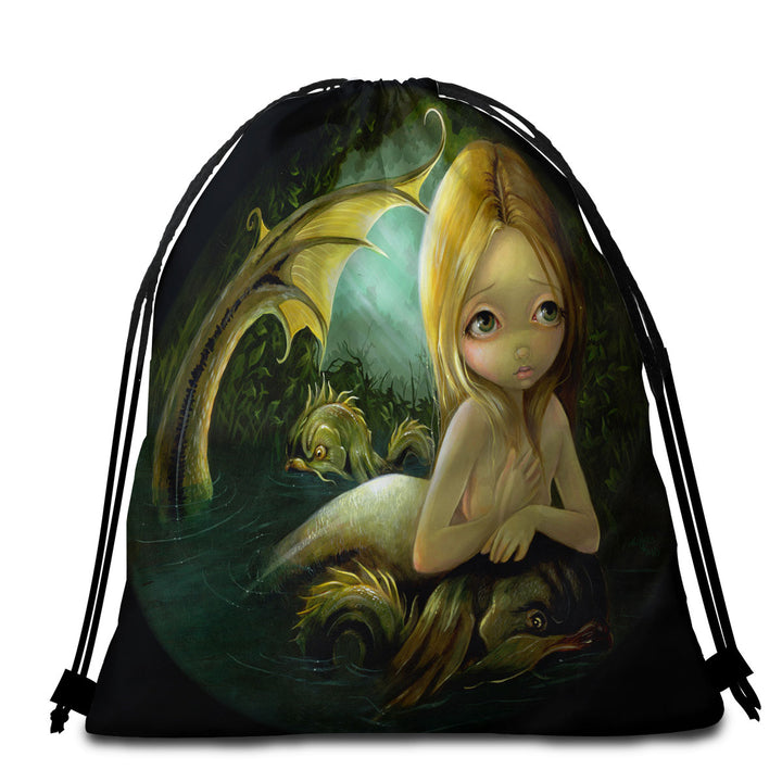 Beach Towels Bags Dark Fantasy Art Mermaid a Certain Slant Of Light