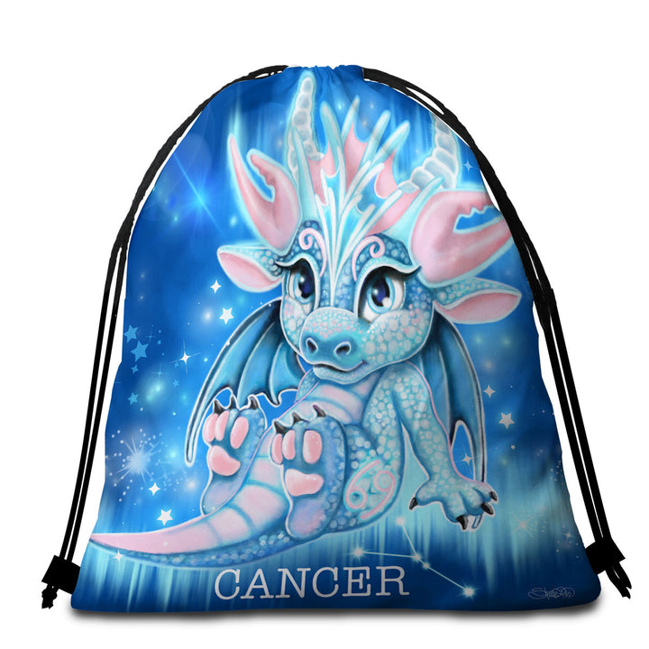 Beach Towels Bags Gift Ideas for Kids Fantasy Art Cancer Lil Dragon