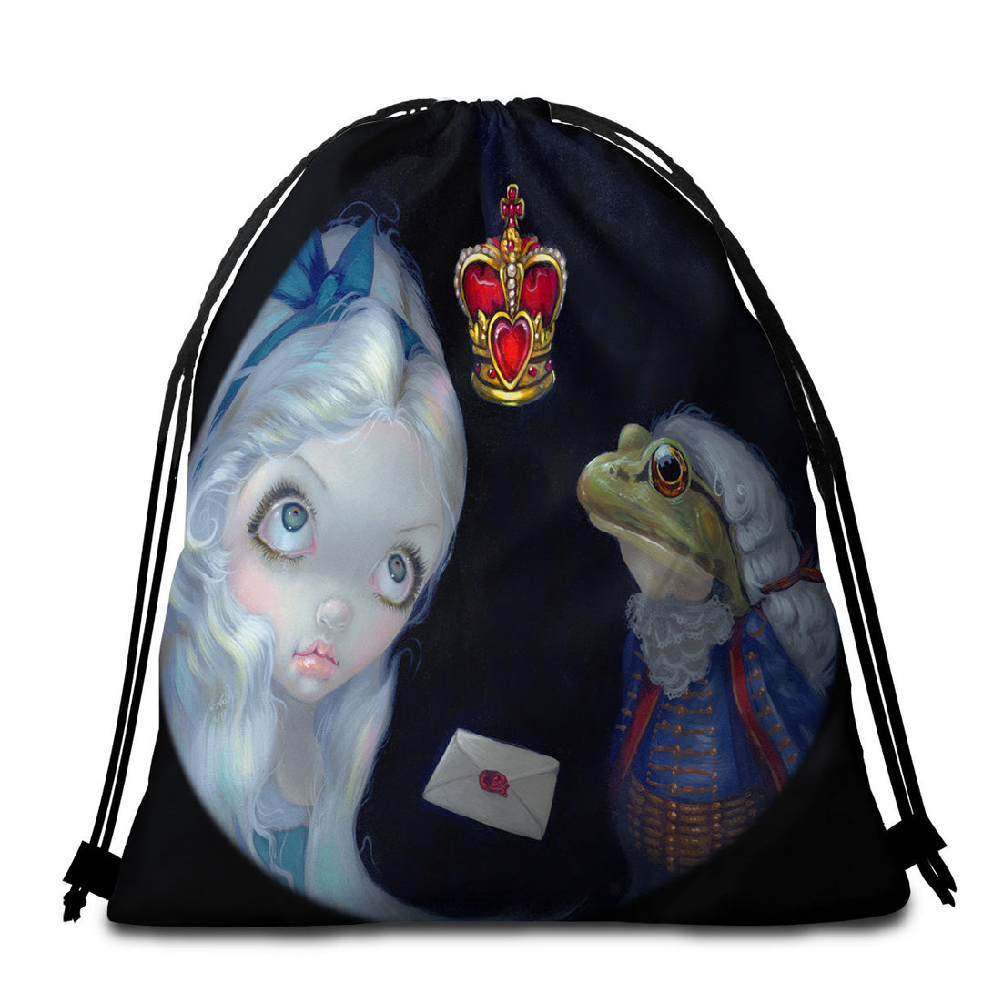 Beach Towels and Bags Set of Alice and the Frog Footman