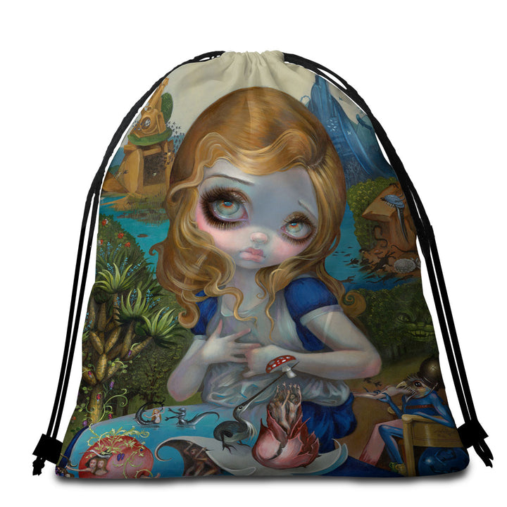 Beach Towels and Bags Set of Alice in the Garden of Earthly Delights