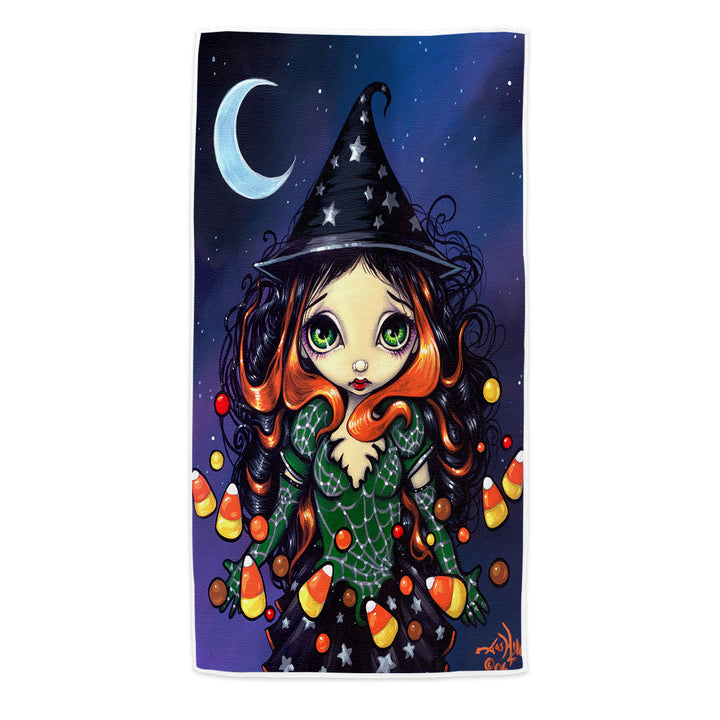 Beach Towels for Halloween Night the Little Candy Witch