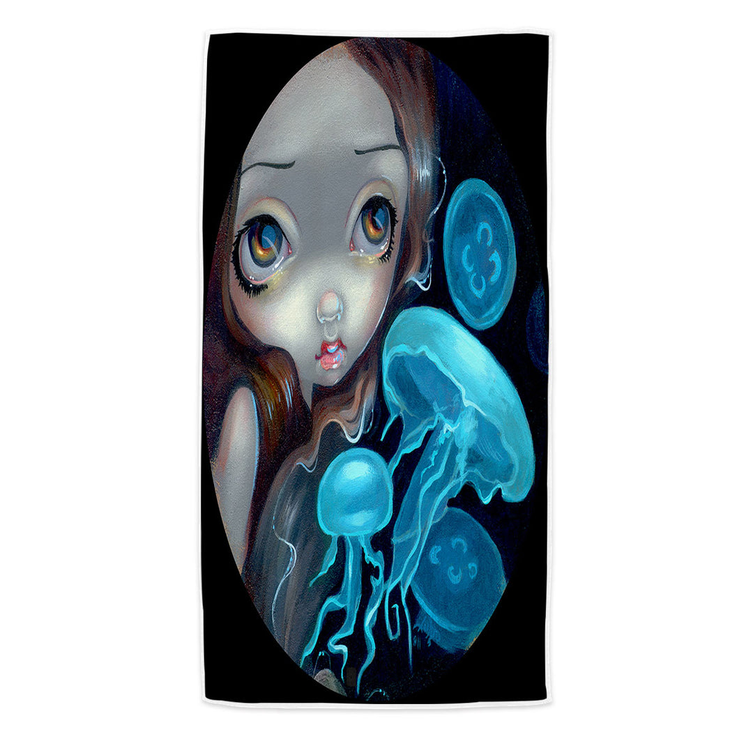 Beach Towels with Jellyfish Portal Underwater Fantasy Mermaid