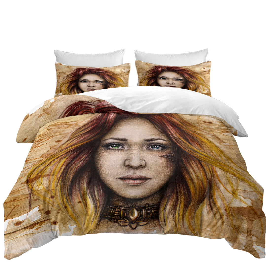 Beautiful Art Drawing Quiline Graceful Girl California King Duvet Cover