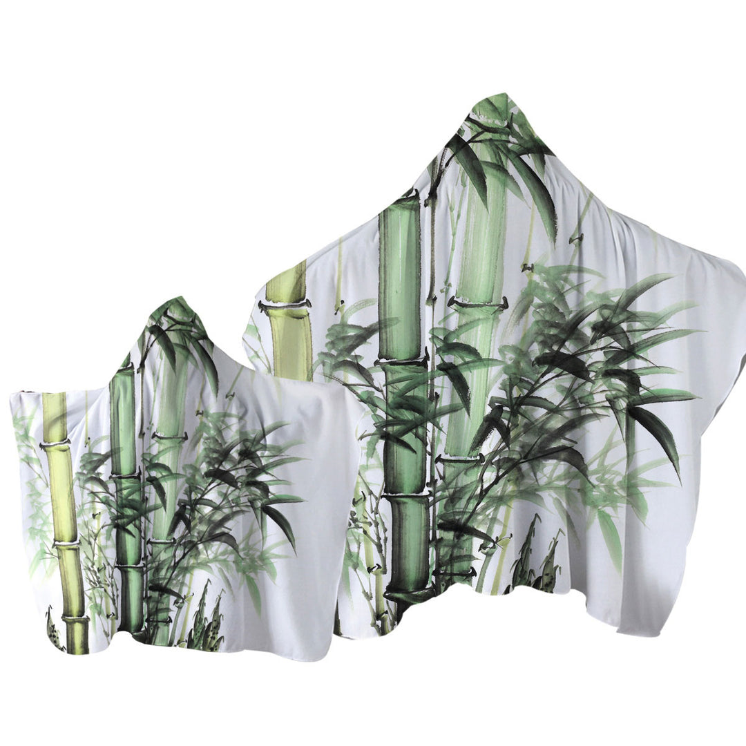 Beautiful Art Painting Green Bamboo Towel with Hood