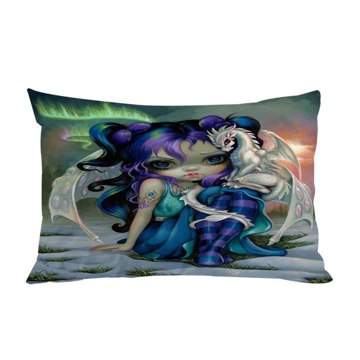 Beautiful Aurora Dragon Fairy and Frost Dragonling Pillow Cases