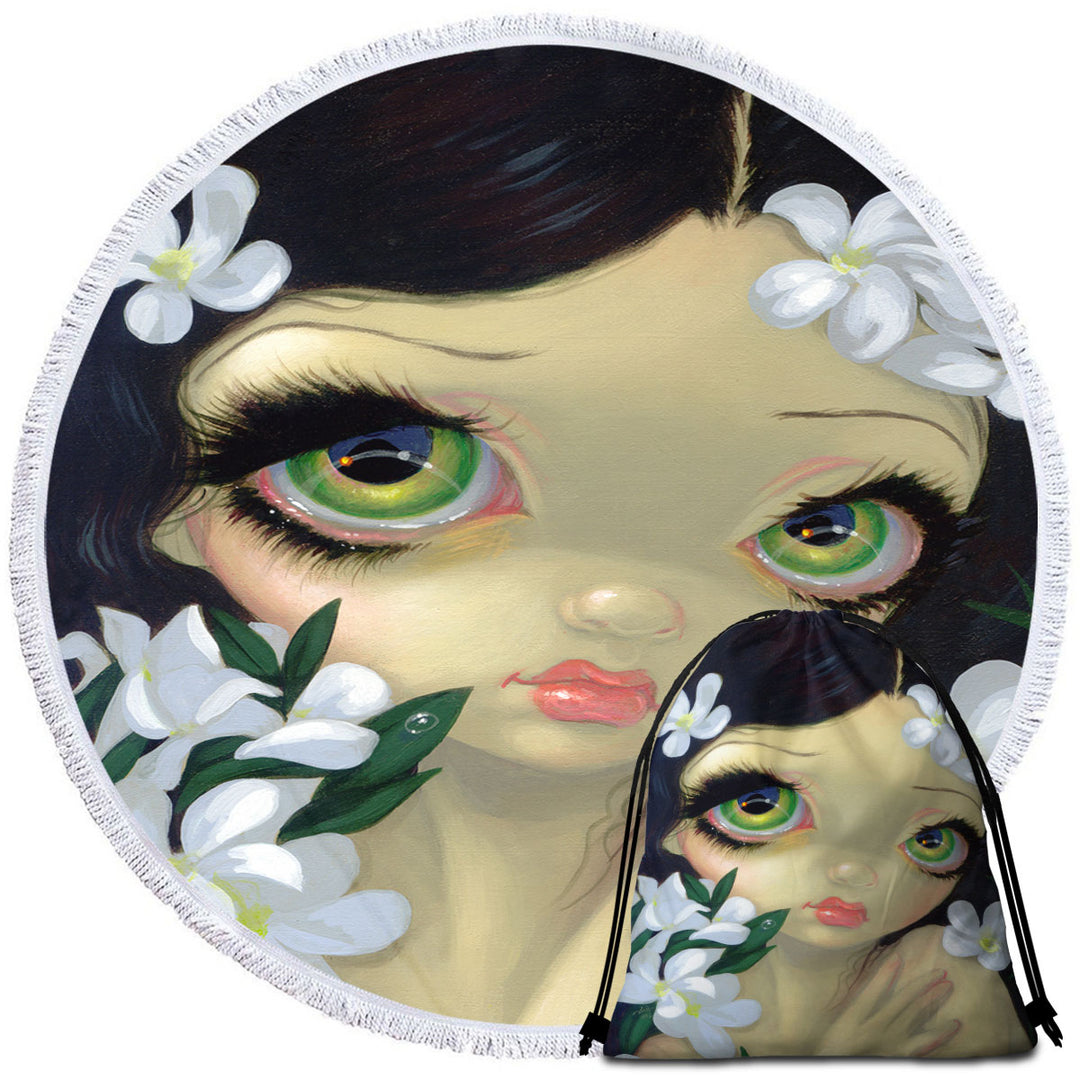 Beautiful Beach Towels with Poisonous Beauties White Oleander Girl and Flowers