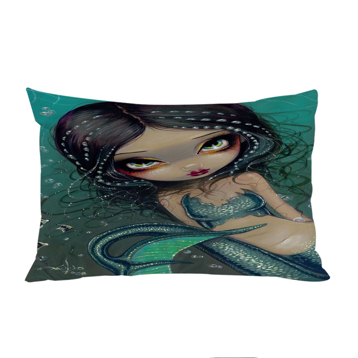 Beautiful Big Eyed Pearl Swirl Mermaid Pillowcase